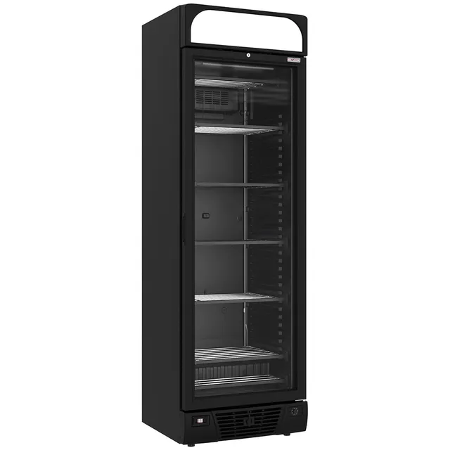 Vitrine ventilée négative vitrée 374 litres - 5 niveaux fixes avec caisson lumineux - NOIRE