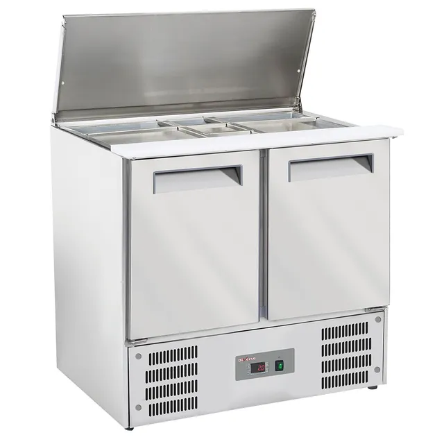 Saladette avec couvercle 2x GN1/1+3x GN 1/6-150 mm + reserve 2 portes GN 1/1