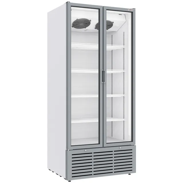 Vitrine ventilée positive 804 litres, 2 portes battantes, BLANCHE