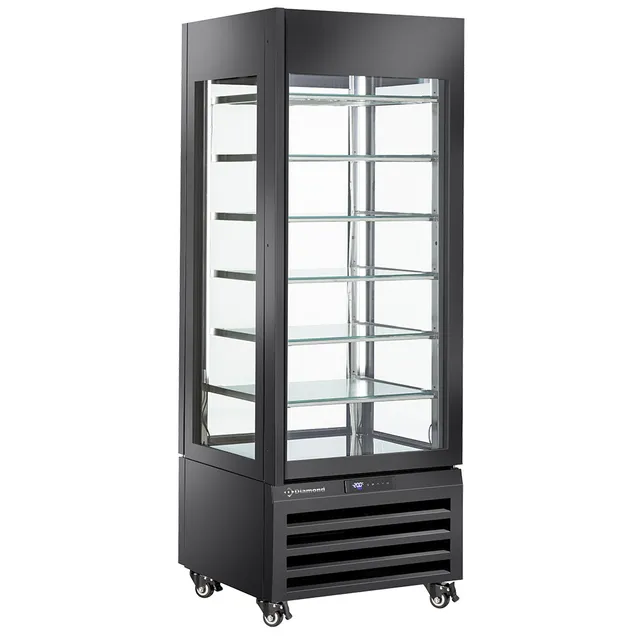 Vitrine "FULL vitrée" 440 Lt., 6 niveaux en verre, statique - ICE CREAM - NOIR