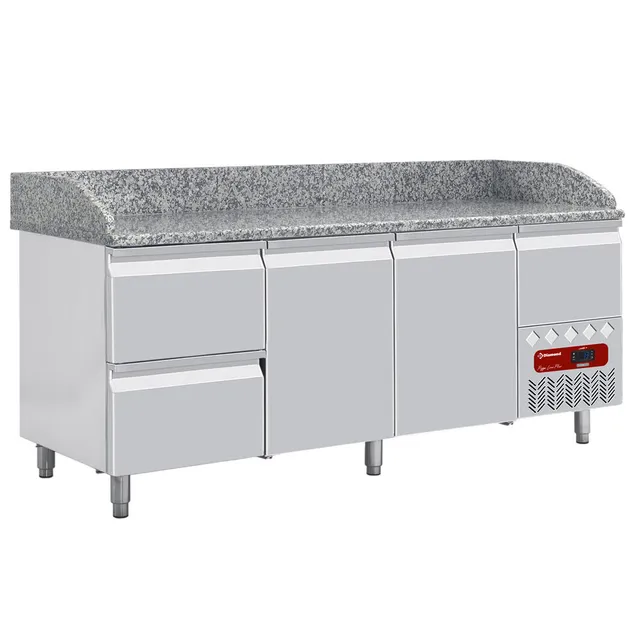 Table frigo 2 portes 600x400, 2 tiroirs neutres (8x bacs 600x400) + tiroir ustensiles