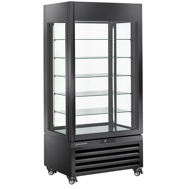 Vitrine "FULL vitrée" 600 Lt., 5 niveaux en verre, ventilée - CHOCOLATE - NOIR