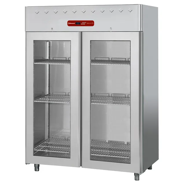 Armoire de congélation 1400 litres ventilée, 2 portes vitrées GN 2/1