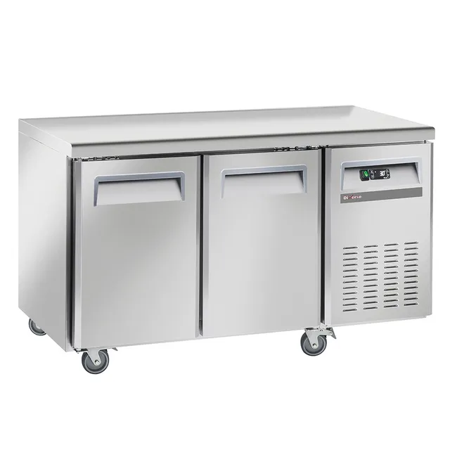 Table frigorifique, ventilé, 2 portes GN 1/1, sur roues, 2 avec freins