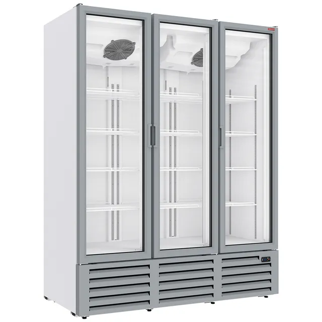 Vitrine ventilée positive 1455 litres, 3 portes battantes - BLANCHE