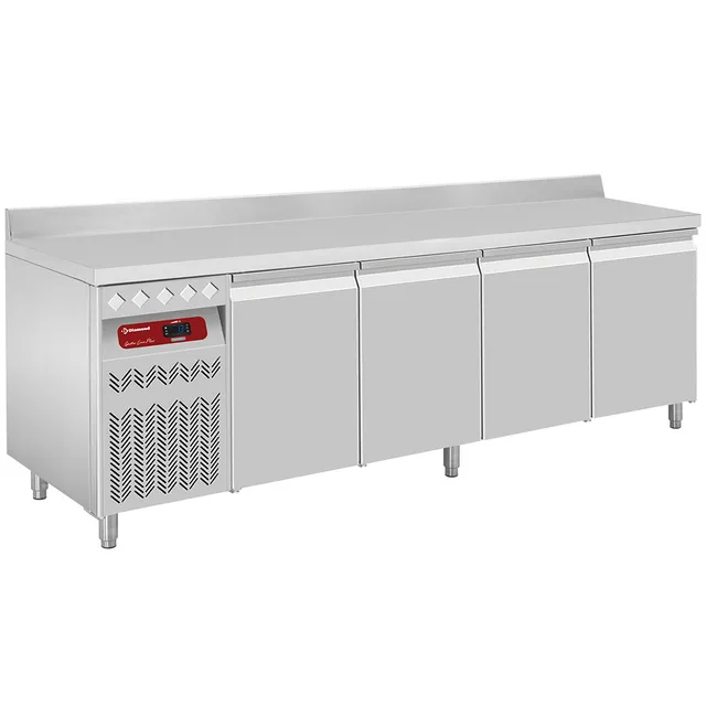 Table frigorifique "murale", ventilée, 4 portes GN 1/1, 550 Lit. groupe à gauche