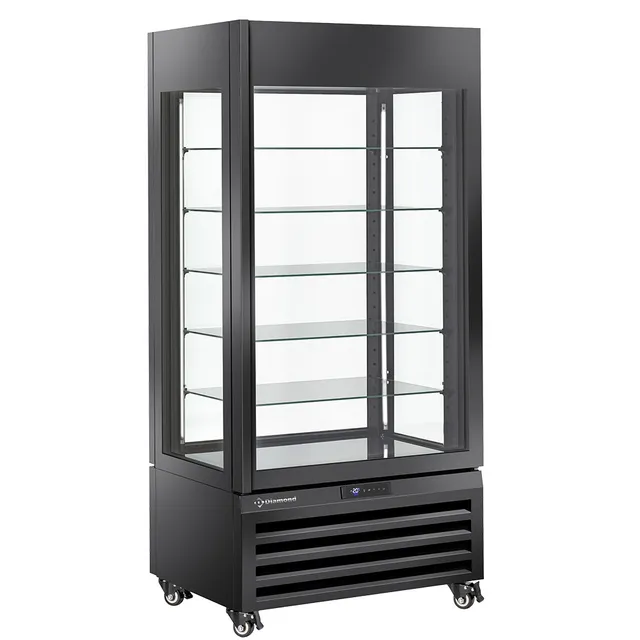 Vitrine "FULL vitrée" 600 Lt., 5 niveaux en verre, ventilée -  PASTRY - NOIR