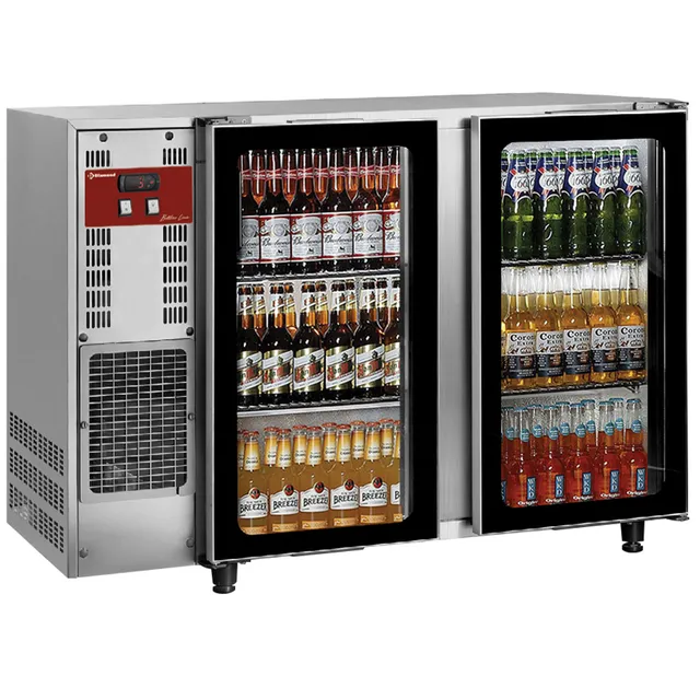 Refroidisseur de bouteilles, acier inox, 2 portes vitrées, 375 Lt.