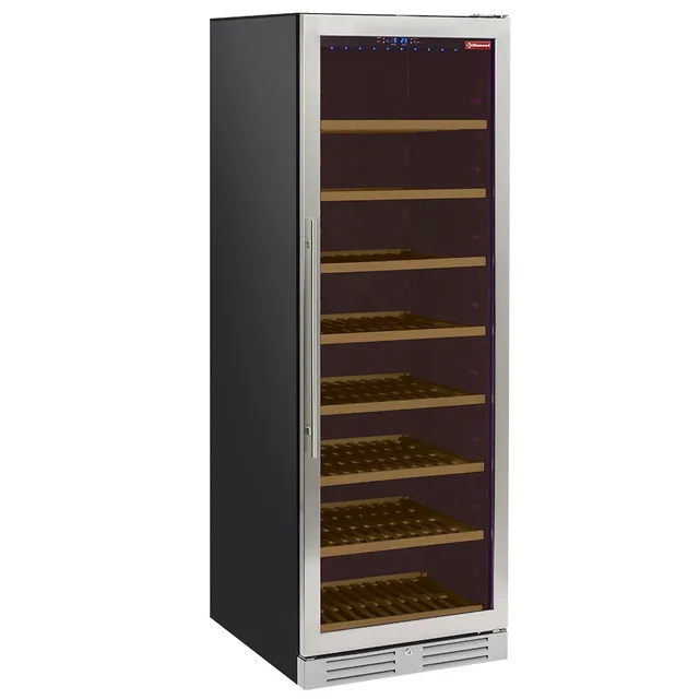 Vitrine cave à vins, ventilée, porte en acier inox, 470 Lt. - NOIRE