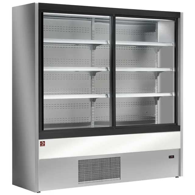 Murale réfrigéré, ventilé, avec portes coulissantes en verres - GRIS/BLANC
