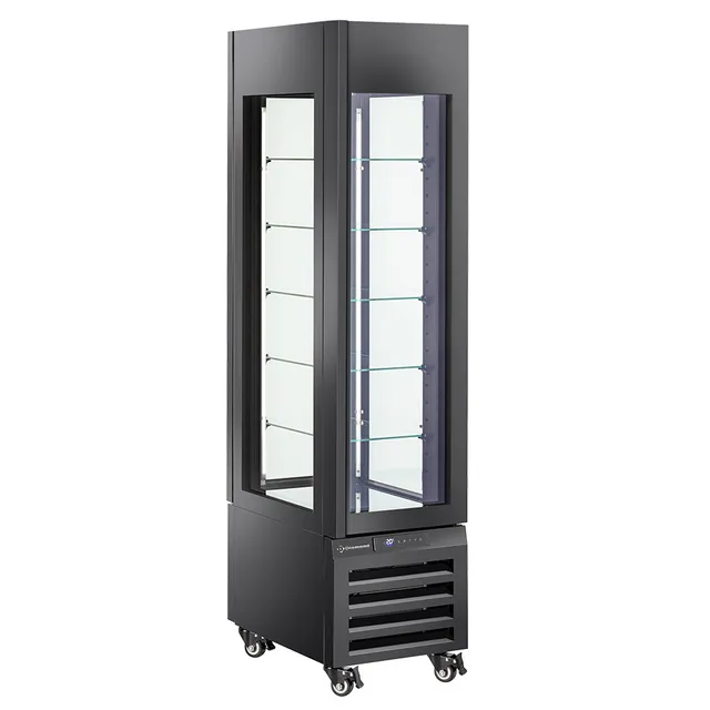 Vitrine "FULL vitrée" 260 Lt., 5 niveaux en verre, ventilée - ICE CREAM & PASTRY - NOIR