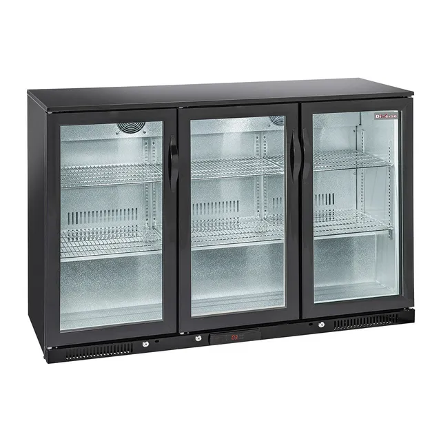 Refroidisseur de bouteilles "arrière bar" ventilé, 3 portes  vitrées battantes