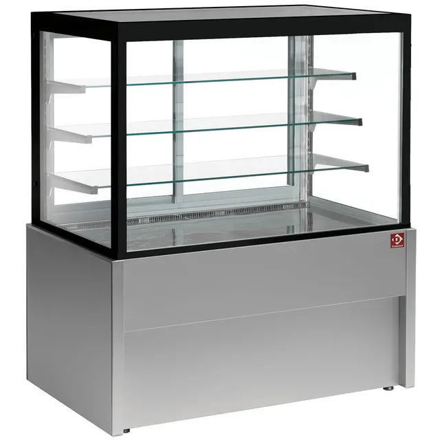 Comptoir vitrine panoramique, chauffante, 4 niveaux, sans réserve - GRIS