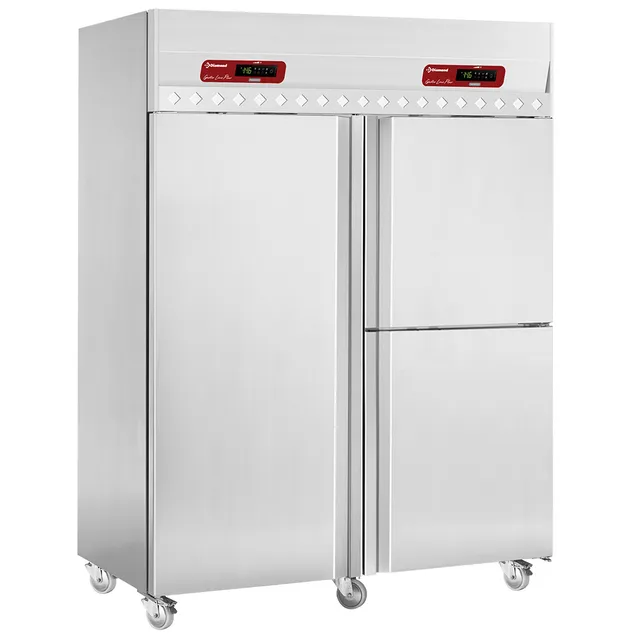 Armoire frigorifique ventilée et poisson 700+350 & 350 Lit. 3 portes GN 2/1 & 1/1, sur roues