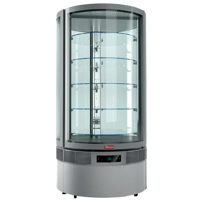 Vitrine cylindrique "FULL vitrée", 5 niveaux, ventilée