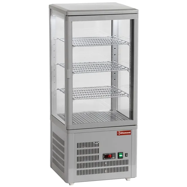 Vitrine de table ventilée, 4 faces vitrées, 4 niveaux "Grey"