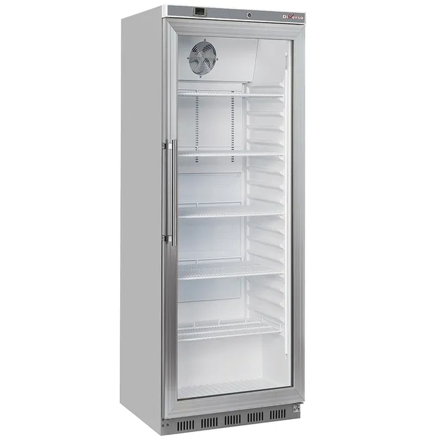 Armoire frigorifique, porte vitrée, ventilée, 400 Lit. acier inox