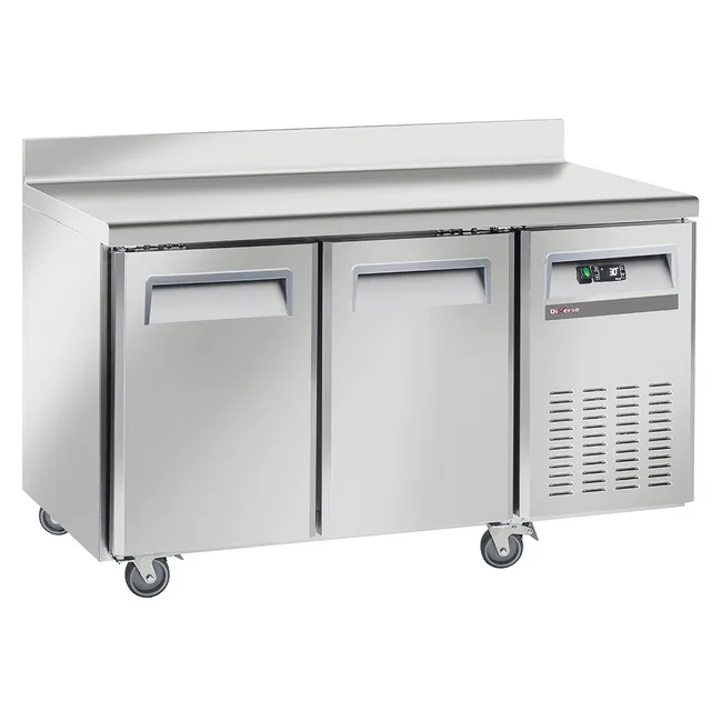 Table de congélation, ventilé, 2 portes GN 1/1, avec dosseret, sur roues, 2 avec