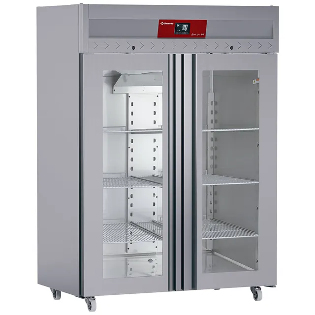 Armoire frigorifique ventilée 1400 Lit. 2 portes vitrées (GN 2/1), sur roues