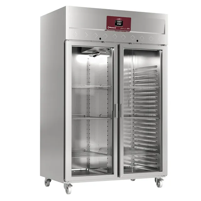 Armoire de congélation ventilée 1400 Lit. 2 portes vitrées GN 2/1,  sur roues
