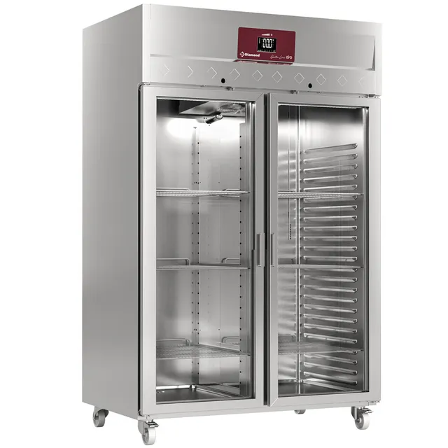 Armoire frigorifique ventilée 1400 Lit. 2 portes vitrées (GN 2/1), sur roues