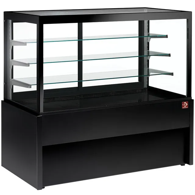 Comptoir vitrine panoramique, chauffante, 4 niveaux, sans réserve - NOIR