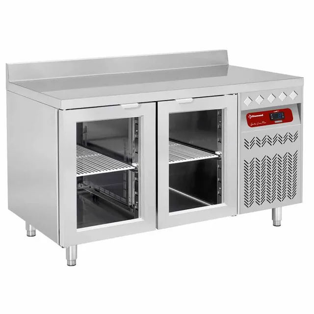 Table frigorifique "murale" ventilée, 2 portes vitrées GN 1/1, 260 Lit.
