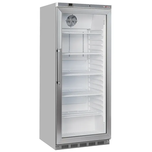 Armoire frigorifique GN 2/1, porte vitrée, ventilée, 600 Lit. acier inox