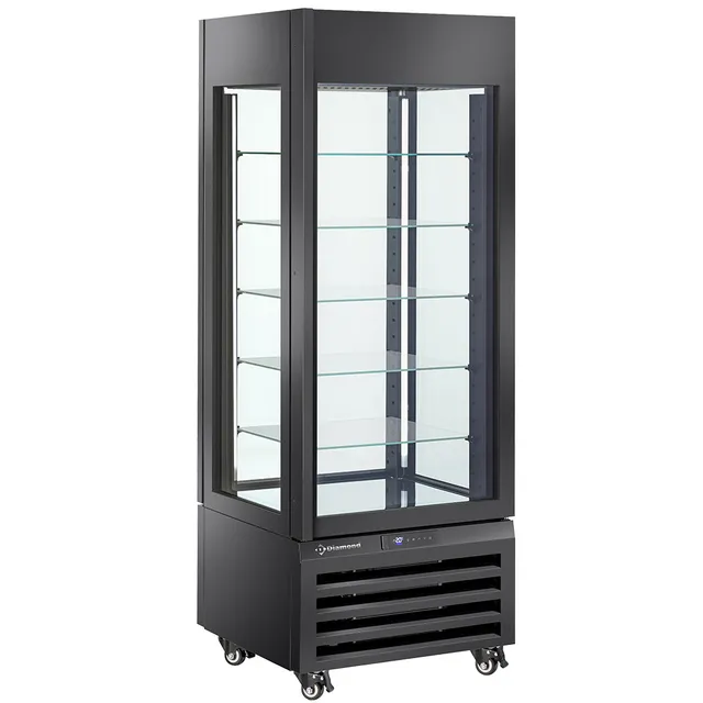 Vitrine "FULL vitrée" 440 Lt., 5 niveaux en verre, ventilée - PASTRY - NOIR