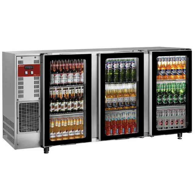 Refroidisseur de bouteilles, acier inox, 3 portes vitrées, 579 Lt.