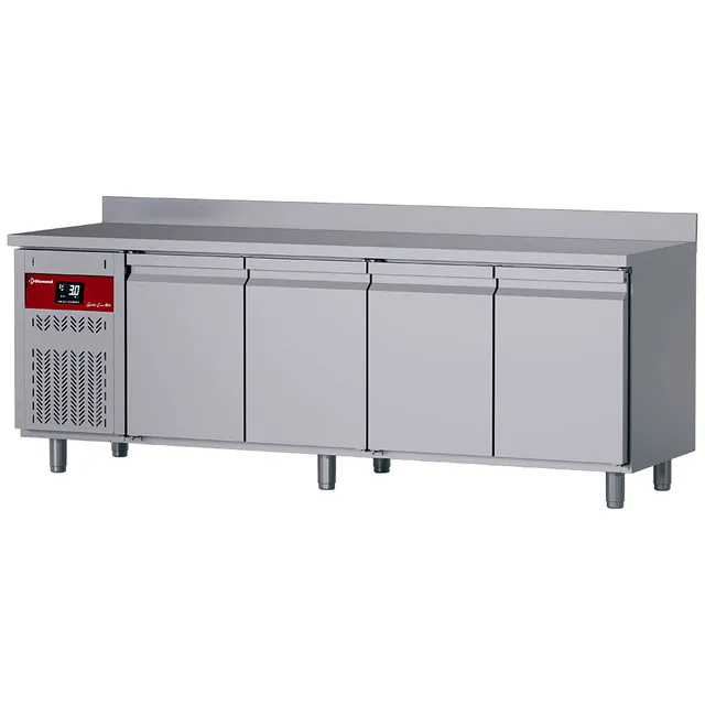 Table frigorifique "murale", ventilée, 4 portes GN 1/1, 550 Lit. groupe à gauche