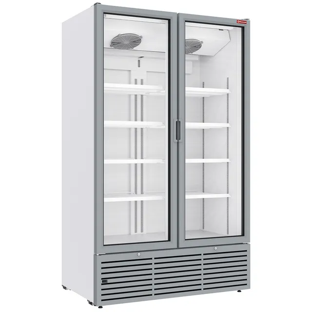 Vitrine ventilée positive 1142 litres, 2 portes battantes - BLANCHE