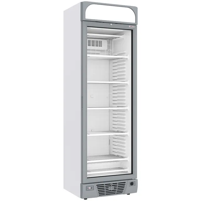 Vitrine ventilée négative vitrée 374  litres - 5 niveaux fixes avec caisson lumineux - BLANCHE