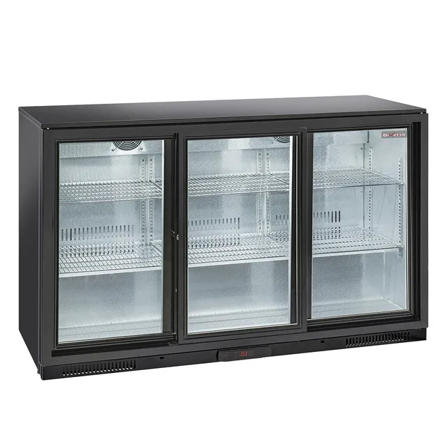 Refroidisseur de bouteilles "arrière bar" ventilé, 3 portes  vitrées coulissantes